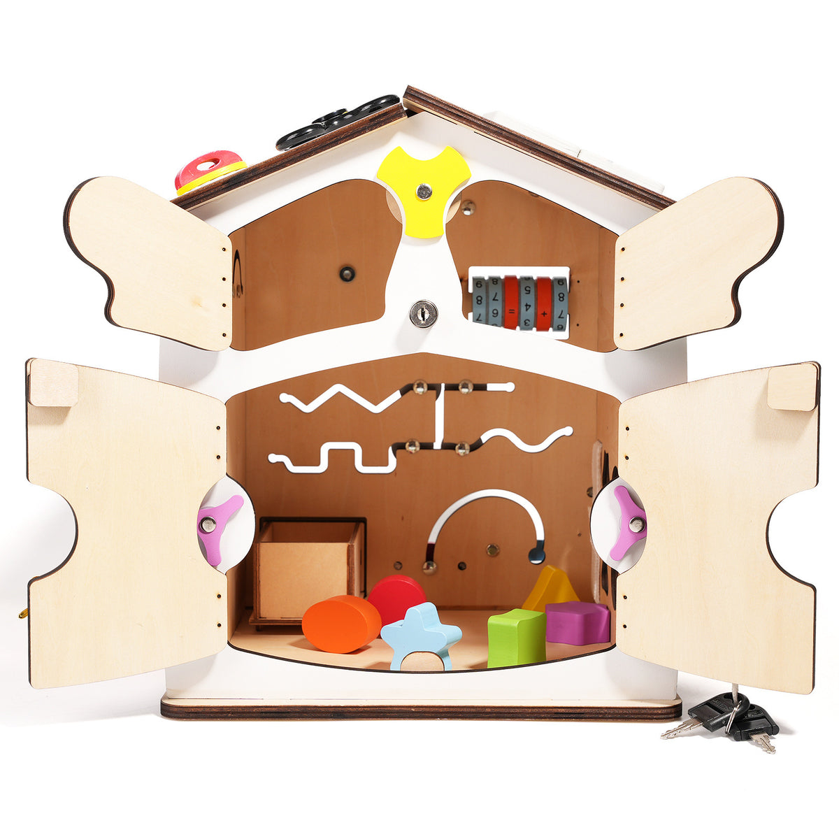 Wooden Montessori Busy House for Kids – Fine Motor Activity Toy