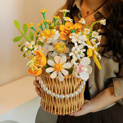 Flower Bouquet Building Blocks Kit 13pcs Pearl Basket