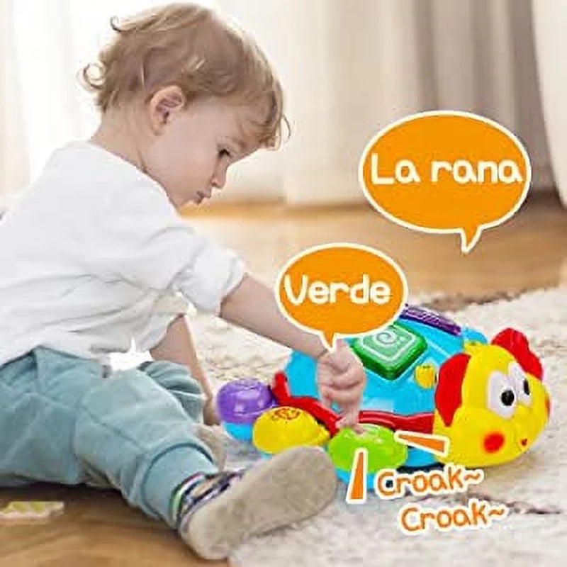 Baby Crawling Walking Musical Toy Spanish English Bilingual Learning Toys for Babies 6 to 12 12-18 Months Light up Infant Toys 3-6 7 8 9 10 Month Gift for 1 Year Old Boy Girl Ladybug Tummy Time Toys