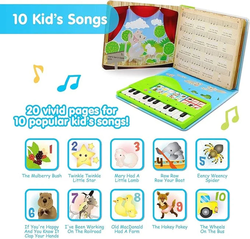 Educational Musical Toy, My First Piano Book for Boy Girl 3 4 5 Year Old Learn 10 Child Songs, Ideal Christmas Gift Birthday Present