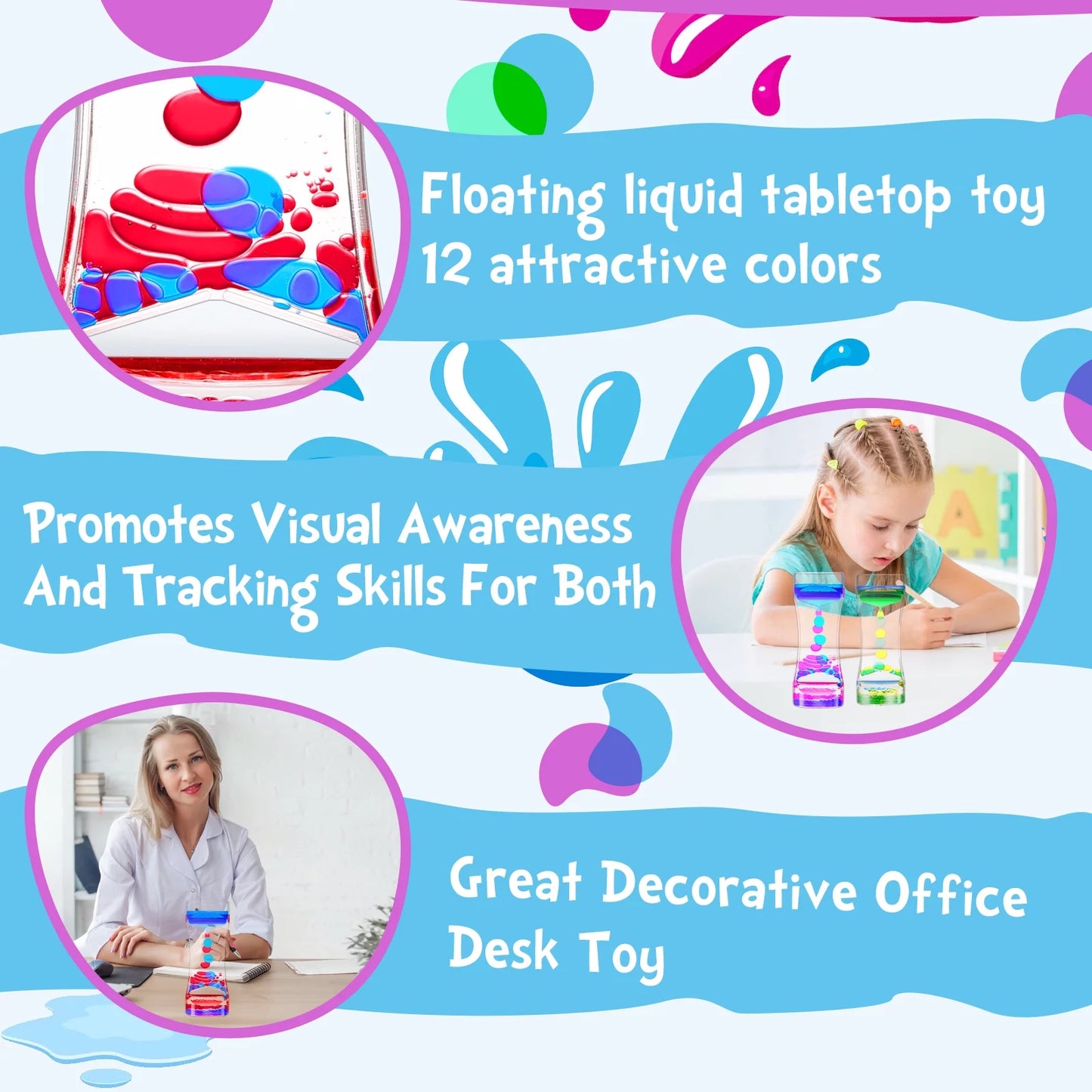 10 Pack Liquid Motion Bubbler Liquid Timers for Kids Sensory Fidget Toys Small Calming Toys Autism Toy