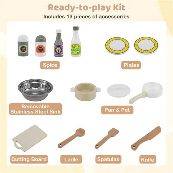 Gray Wooden Play Kitchen for Kids
