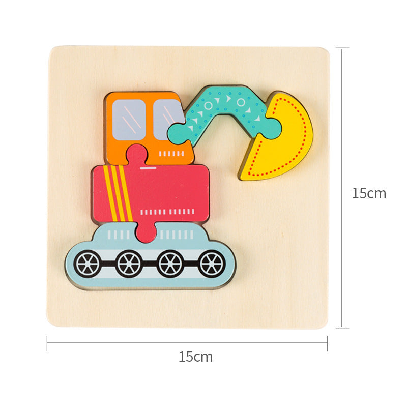 Wooden 3D Cartoon Puzzle Toy for Kids
