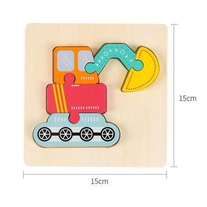 Wooden 3D Cartoon Puzzle Toy for Kids