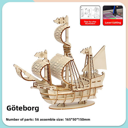 Wooden ship DIY assembly model