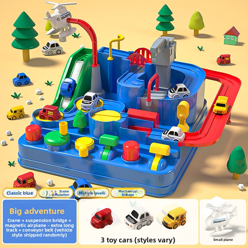Toy Track Set with Cars and Airplane Large Adventure 3Veh Plane