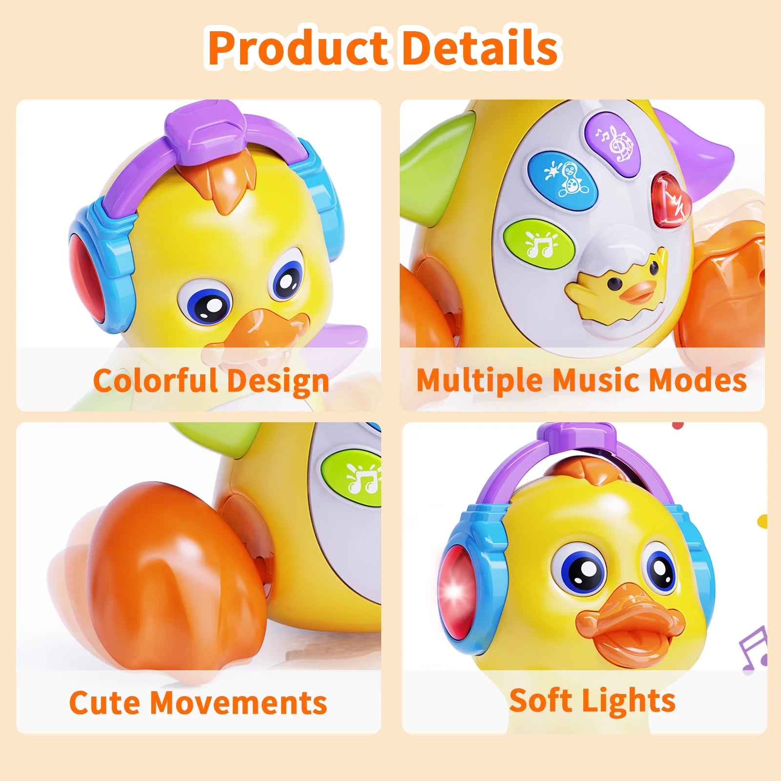 Crawling Duck Baby Toy, Dancing Tummy Time Infant Toys 0-3-6 6-12 12-18 Months with Music & Light, Educational Learning Toys for Toddlers, Birthday Gifts 1 Year Old Boy Girl
