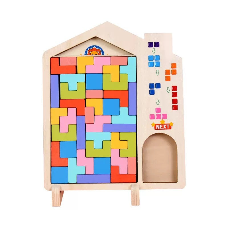Wooden Puzzle Blocks for Spatial Thinking Small Tetris Standard
