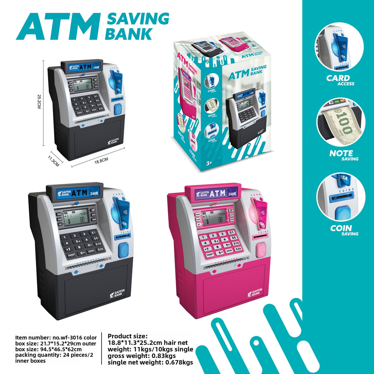ATM Piggy Bank for Kids Money Learning