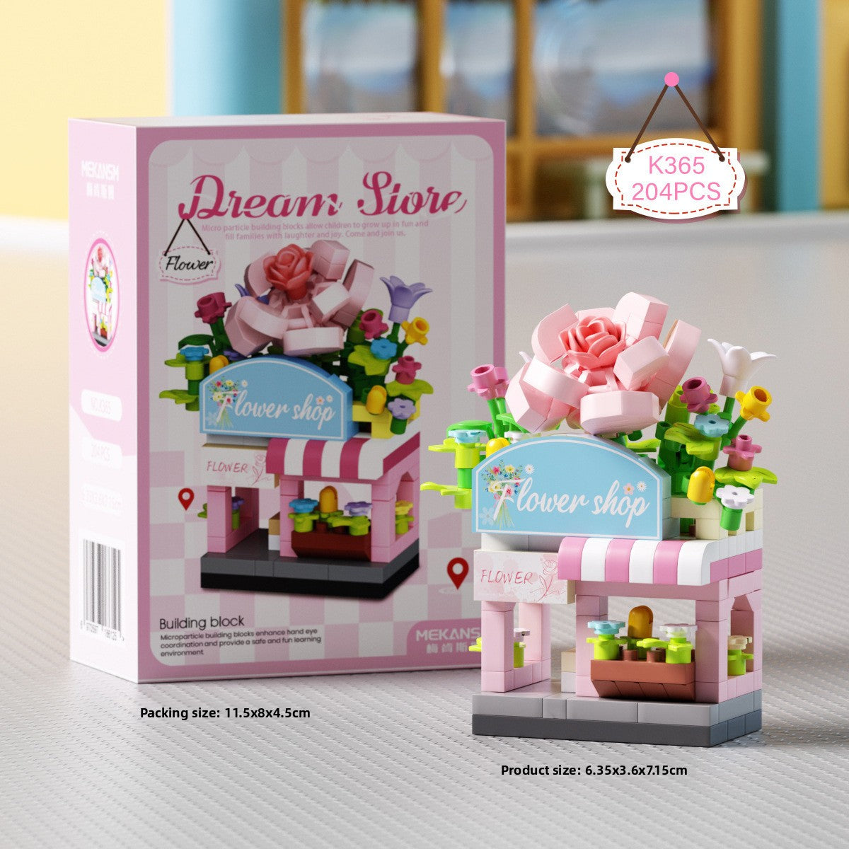Mini City Street Building Blocks Set red rose shop 290 micro particles