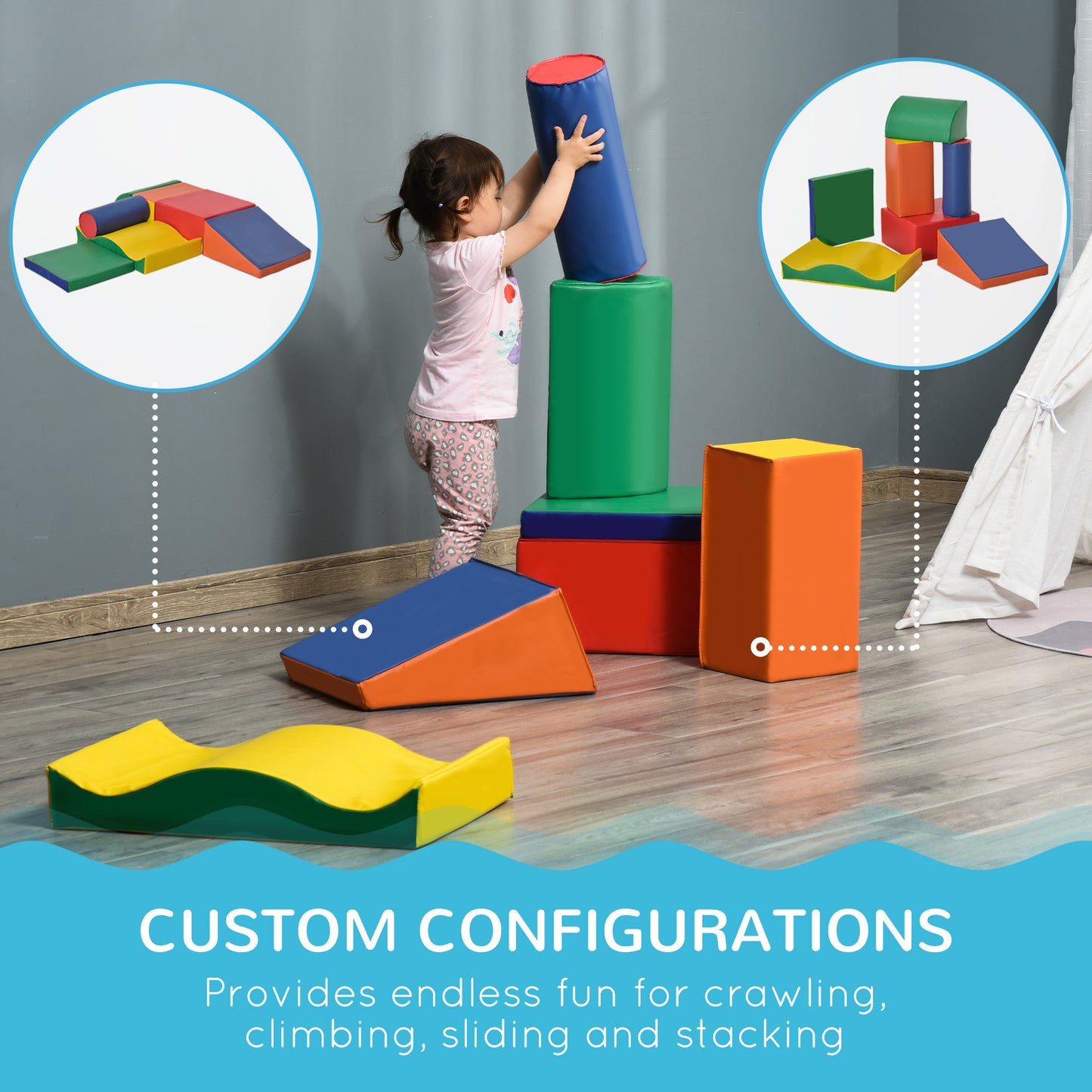 Safe, Soft & Toddler-Tough: 7-Piece Montessori Climbing Set with Premium Wipe-Clean PU Leather