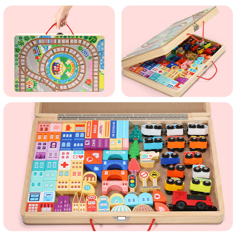 Train track assembly building blocks