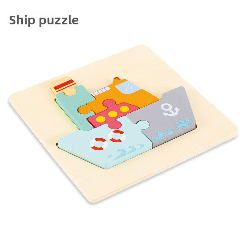 Wooden 3D Cartoon Puzzle Toy for Kids