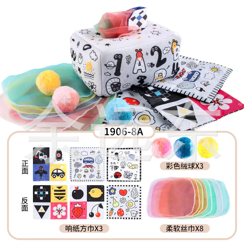 Sensory & Soft: Baby Educational Cloth Book and Tissue Box Toy! 👶🎁