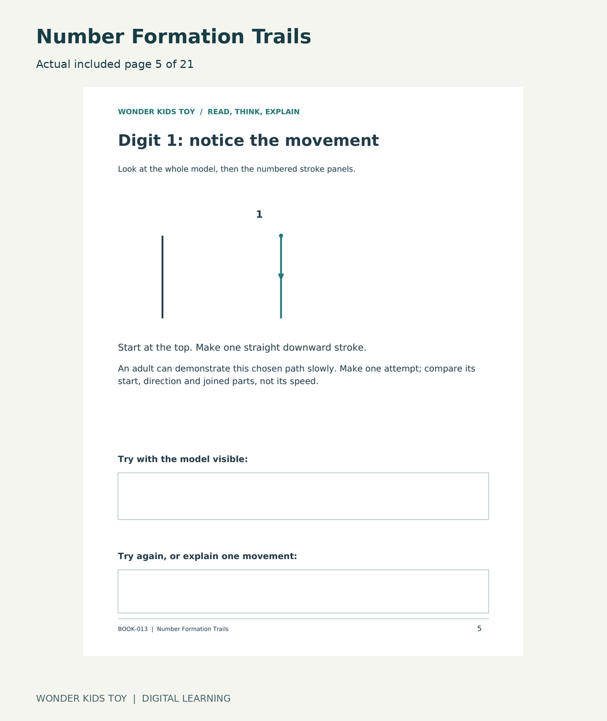 Number Formation Trails: actual included PDF page5 of 21