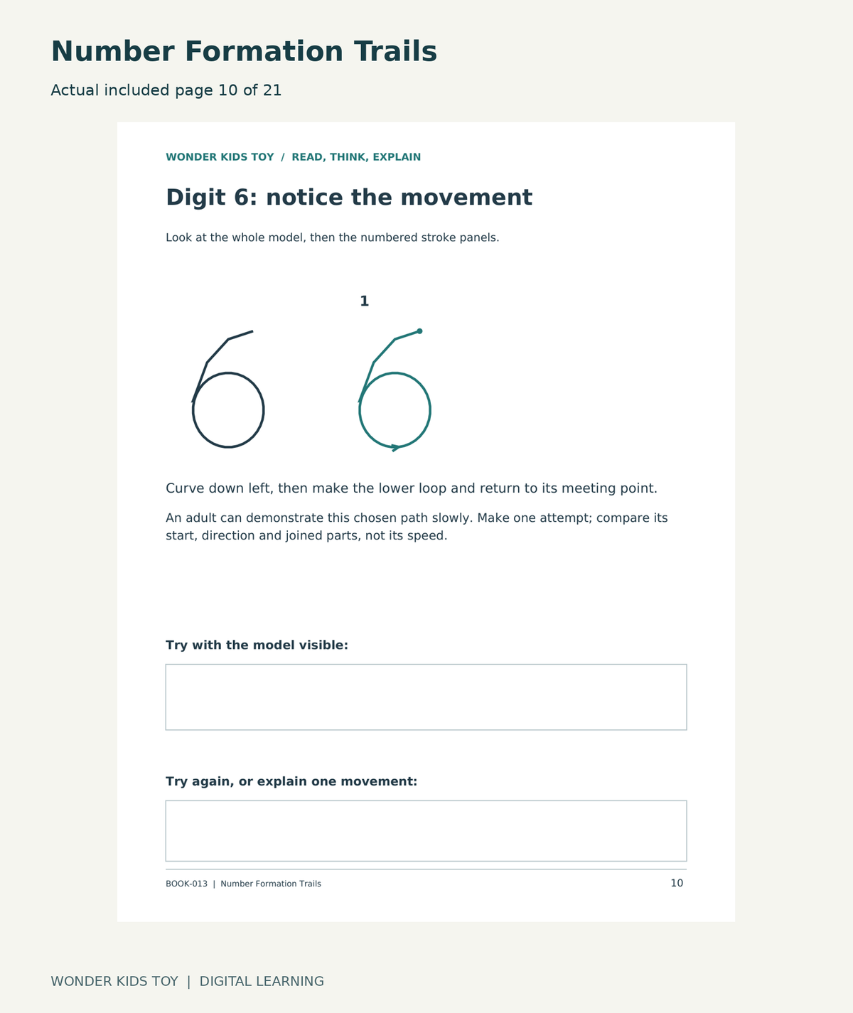 Number Formation Trails: actual included PDF page10 of 21