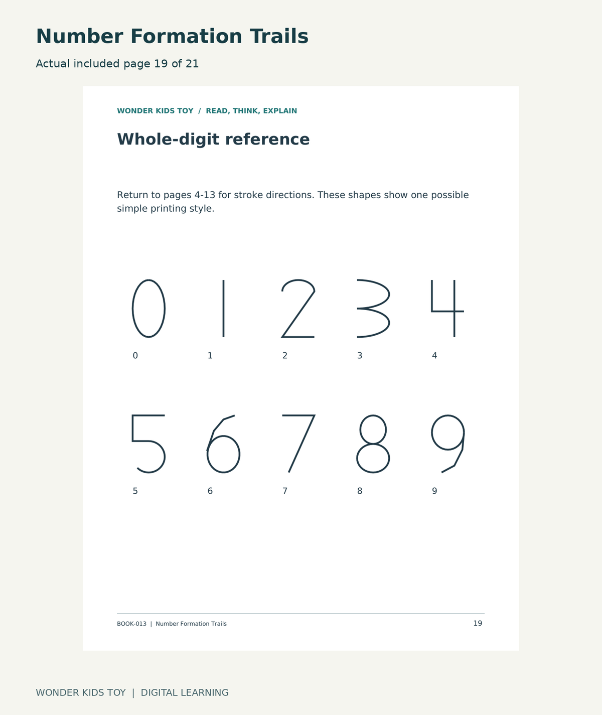 Number Formation Trails: actual included PDF page19 of 21