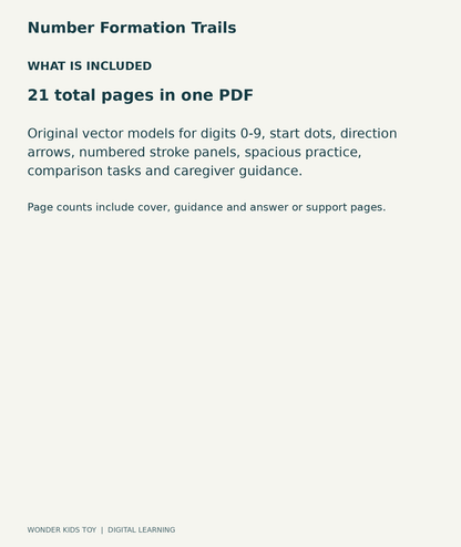 Number Formation Trails: contents overview, one PDF with 21 total pages