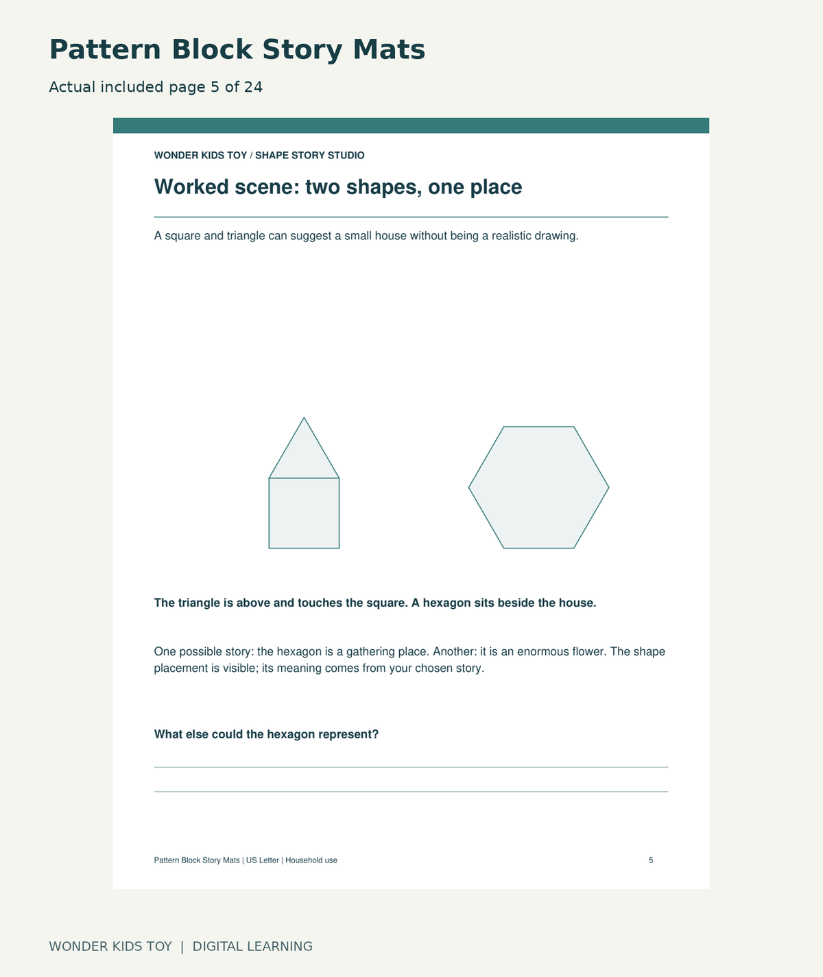 Pattern Block Story Mats: actual included PDF page5 of 24