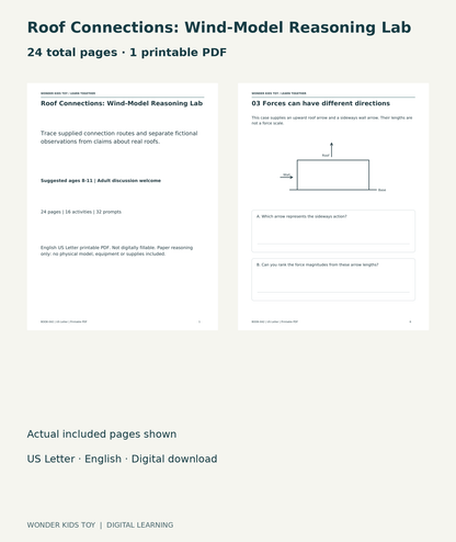 Roof Connections: Wind-Model Reasoning Lab: actual included PDF cover and page6, 24 total pages