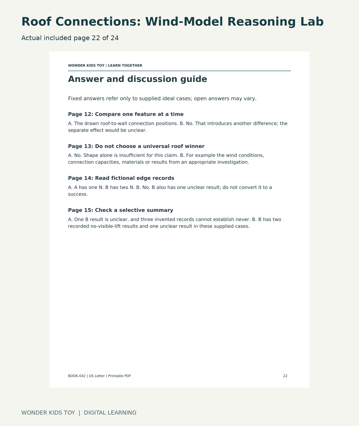 Roof Connections: Wind-Model Reasoning Lab: actual included PDF page22 of 24
