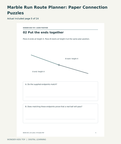 Marble Run Route Planner: Paper Connection Puzzles: actual included PDF page5 of 24