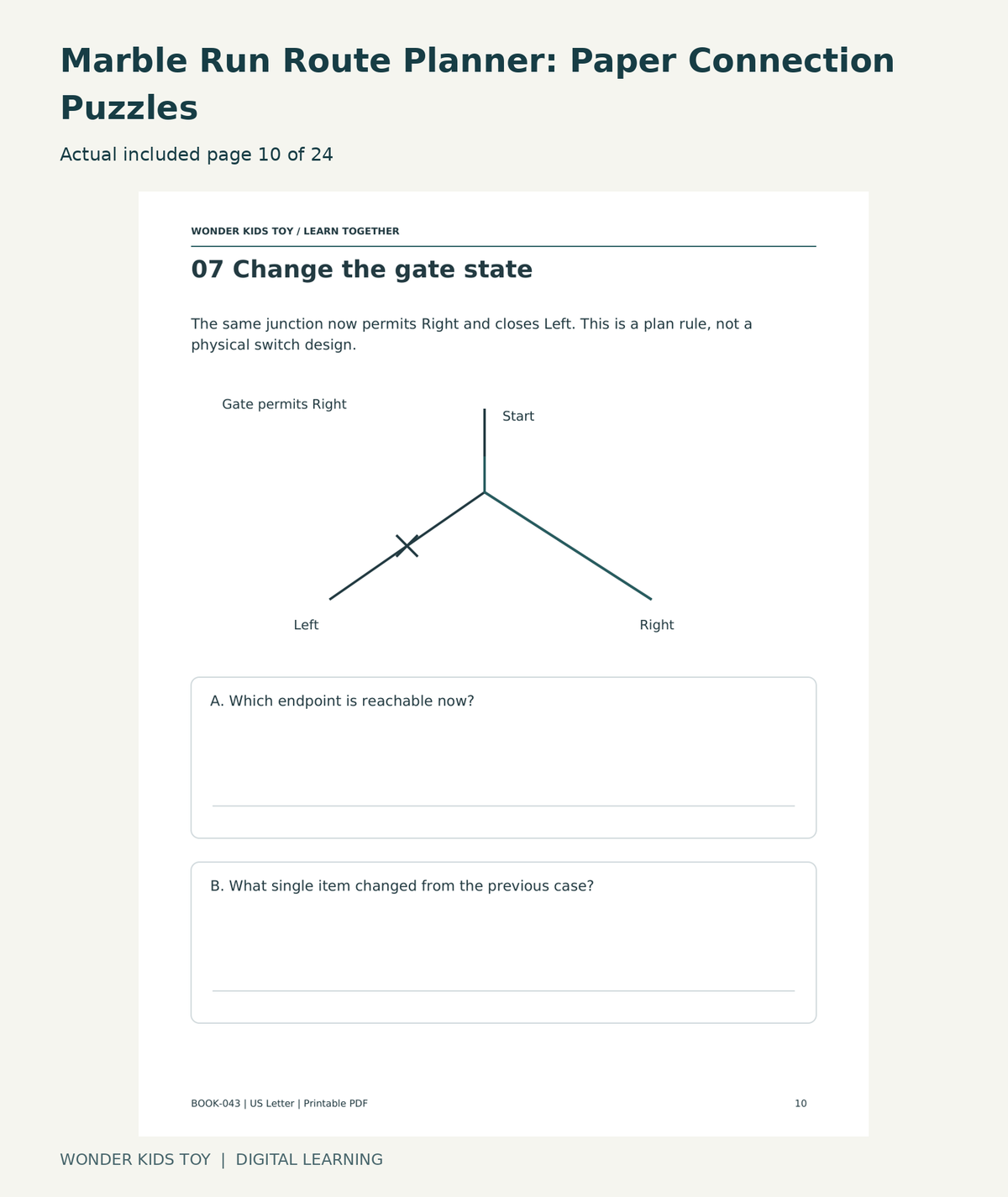 Marble Run Route Planner: Paper Connection Puzzles: actual included PDF page10 of 24
