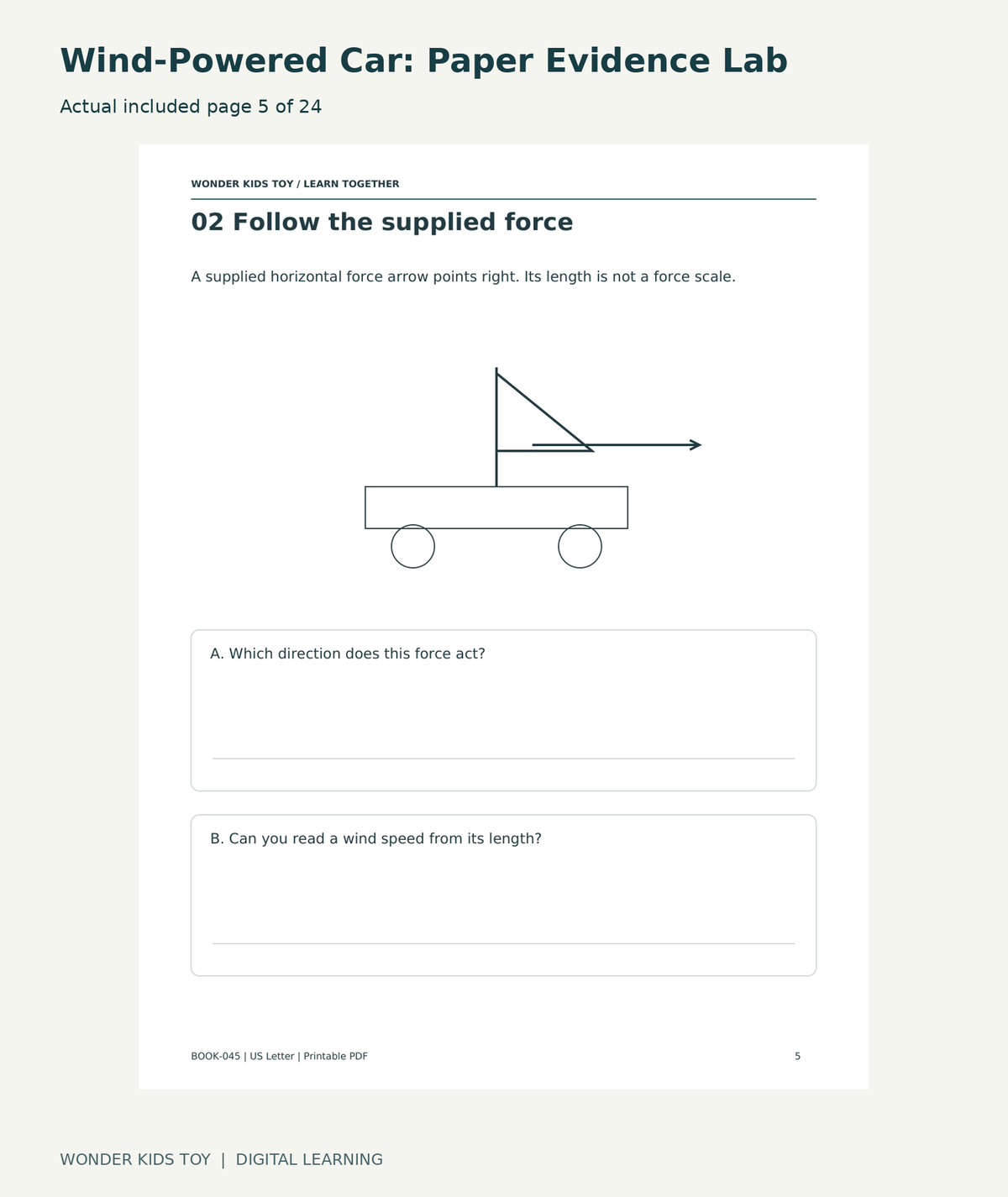 Wind-Powered Car: Paper Evidence Lab: actual included PDF page5 of 24
