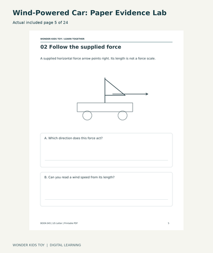 Wind-Powered Car: Paper Evidence Lab: actual included PDF page5 of 24