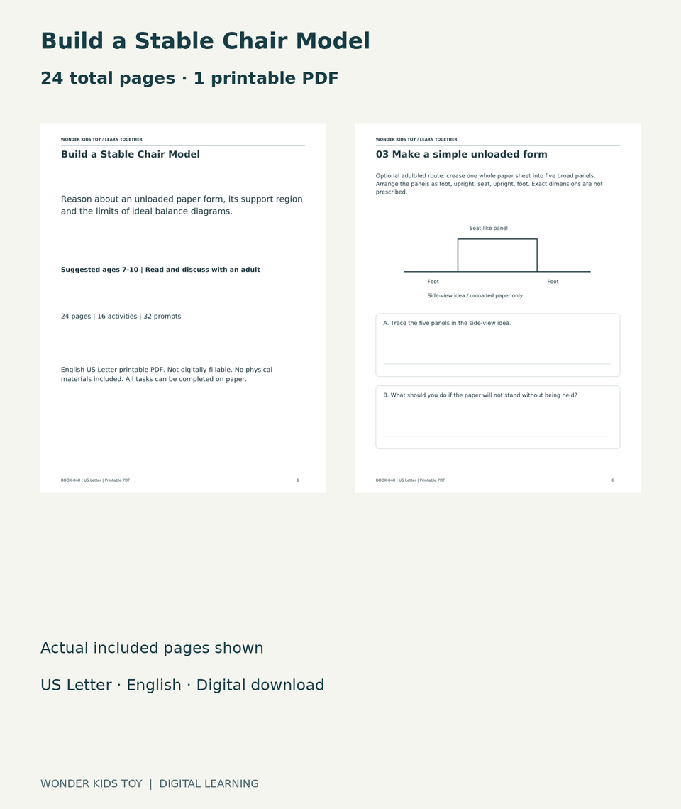 Build a Stable Chair Model: actual included PDF cover and page6, 24 total pages
