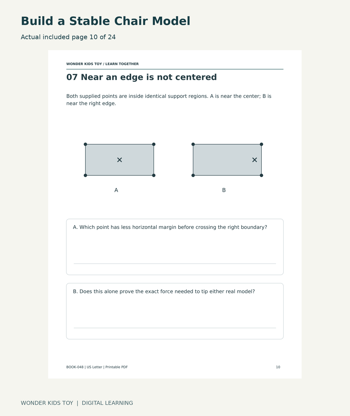 Build a Stable Chair Model: actual included PDF page10 of 24