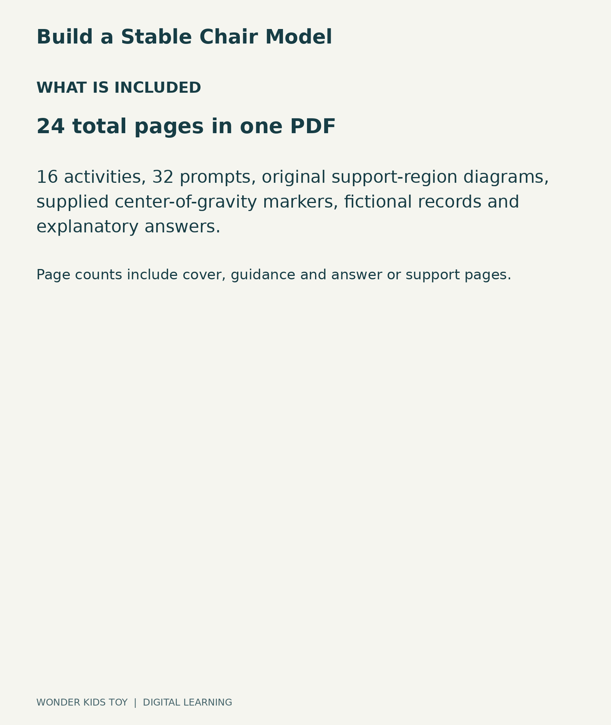 Build a Stable Chair Model: contents overview, one PDF with 24 total pages