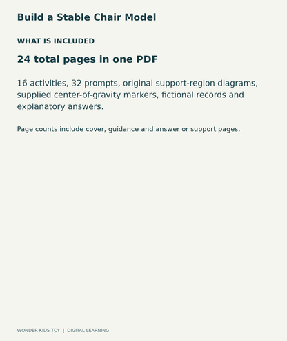 Build a Stable Chair Model: contents overview, one PDF with 24 total pages