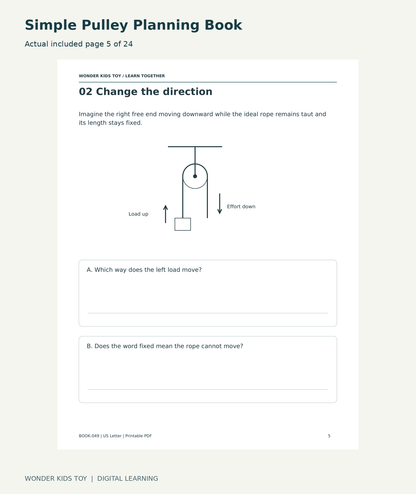 Simple Pulley Planning Book: actual included PDF page5 of 24
