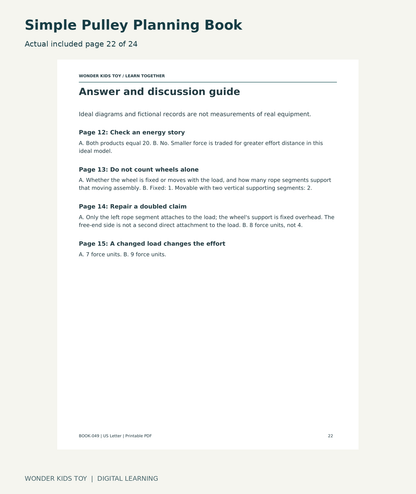 Simple Pulley Planning Book: actual included PDF page22 of 24