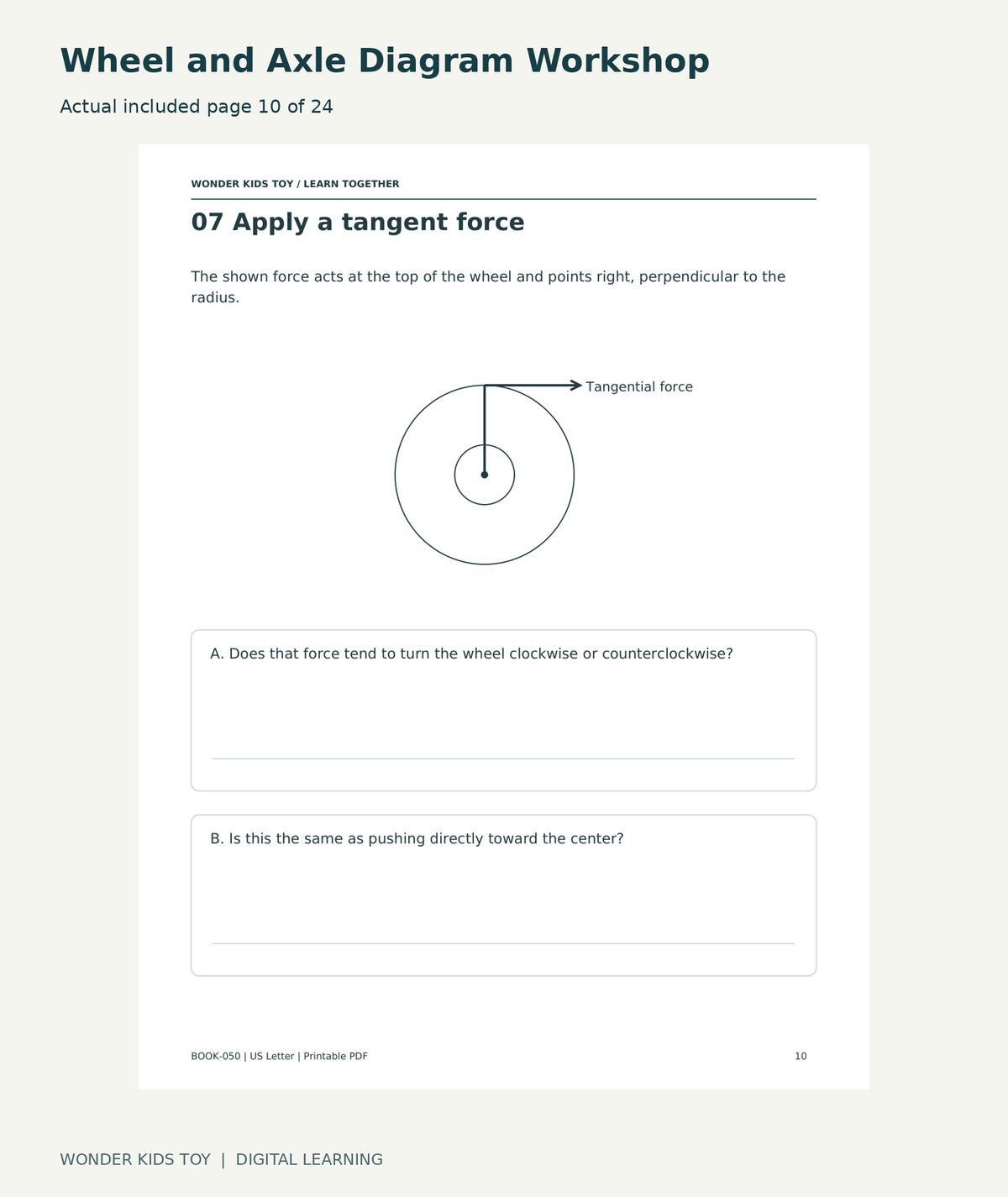 Wheel and Axle Diagram Workshop: actual included PDF page10 of 24
