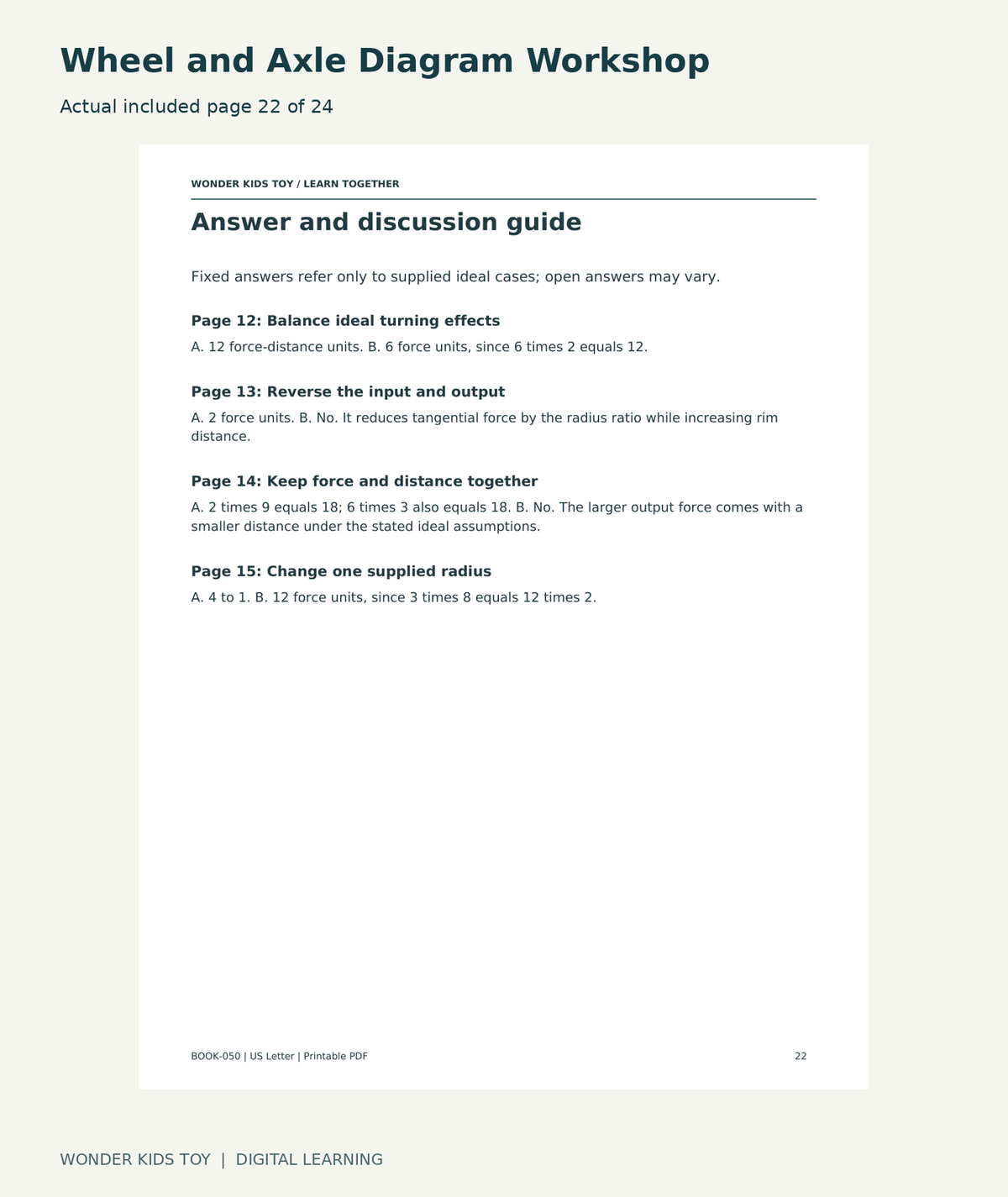 Wheel and Axle Diagram Workshop: actual included PDF page22 of 24