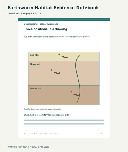 Earthworm Habitat Evidence Notebook: actual included PDF page5 of 24