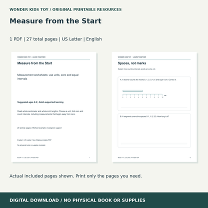 Measure from the Start: actual included PDF previews, 27 total pages, US Letter digital download