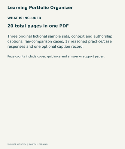 Learning Portfolio Organizer: contents overview, one PDF with 20 total pages