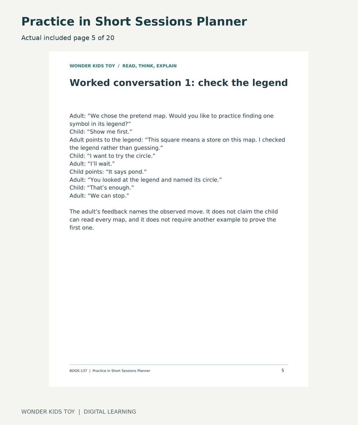 Practice in Short Sessions Planner: actual included PDF page5 of 20