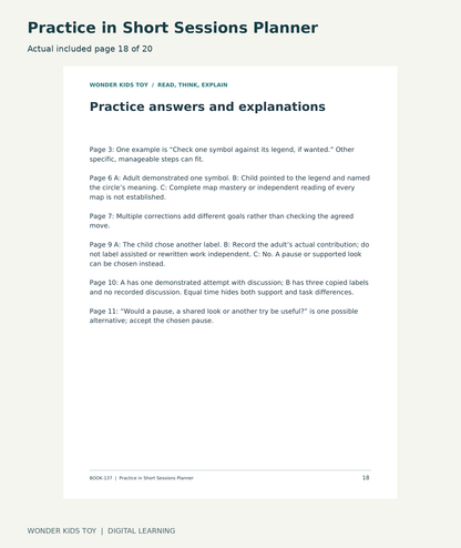 Practice in Short Sessions Planner: actual included PDF page18 of 20