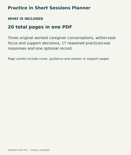 Practice in Short Sessions Planner: contents overview, one PDF with 20 total pages
