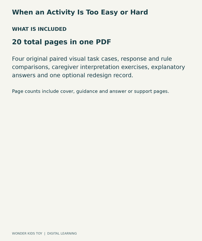 When an Activity Is Too Easy or Hard: contents overview, one PDF with 20 total pages