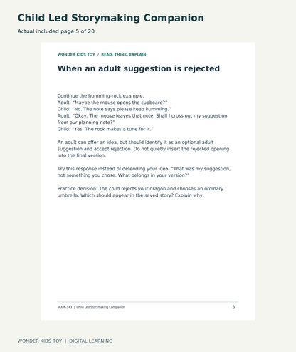 Child Led Storymaking Companion: actual included PDF page5 of 20