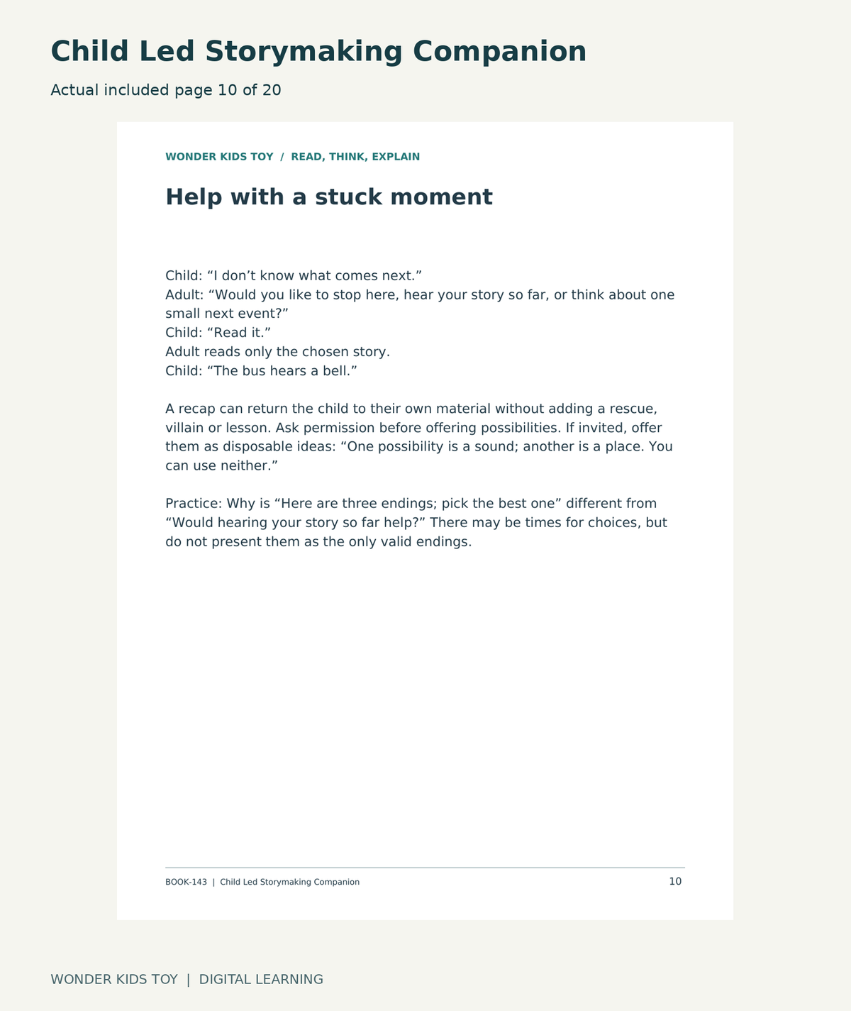 Child Led Storymaking Companion: actual included PDF page10 of 20