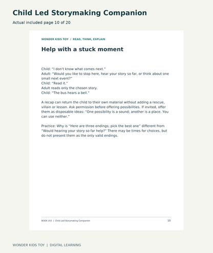 Child Led Storymaking Companion: actual included PDF page10 of 20