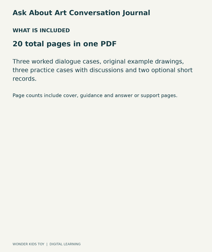 Ask About Art Conversation Journal: contents overview, one PDF with 20 total pages