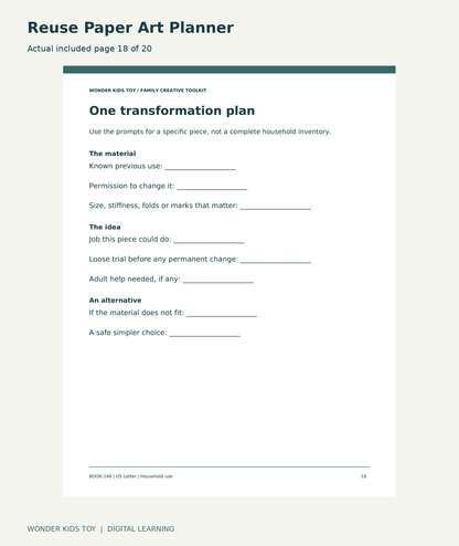 Reuse Paper Art Planner: actual included PDF page18 of 20