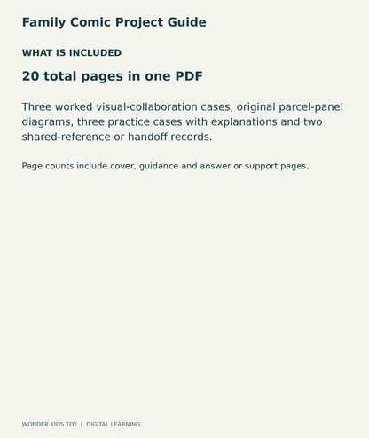 Family Comic Project Guide: contents overview, one PDF with 20 total pages